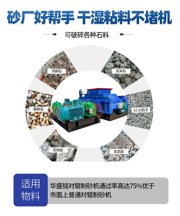 液压对辊制砂机 花岗岩制砂机